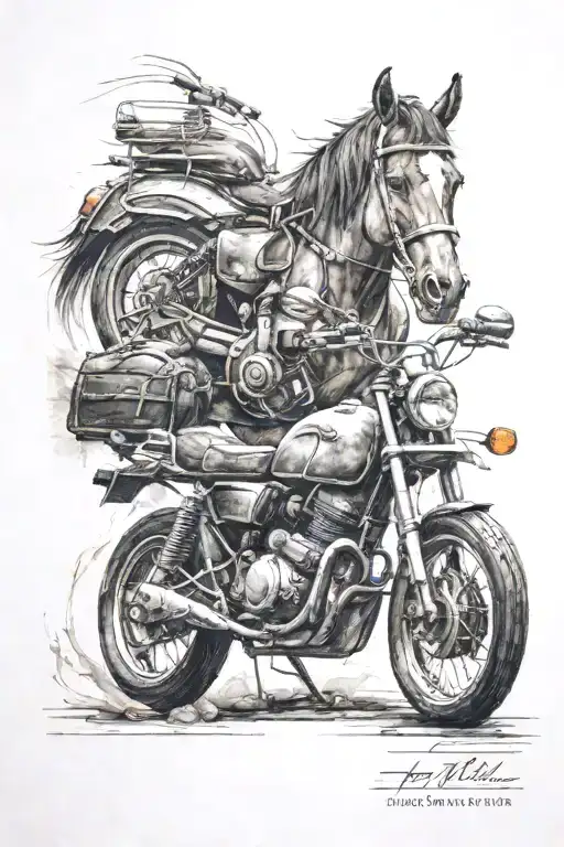Horse And Motorbike