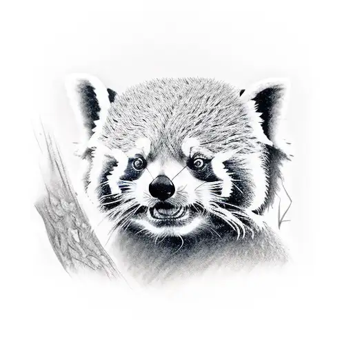 Full Body Red Panda On A Tree Branch