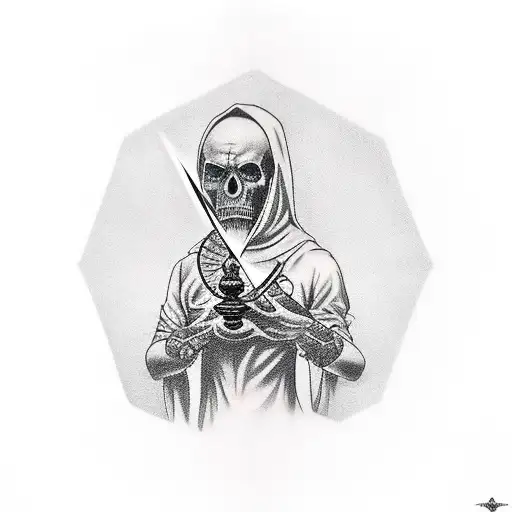 Occultist Holding An Hourglass In His Hand