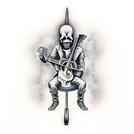 Grim Reaper Holding Guitar