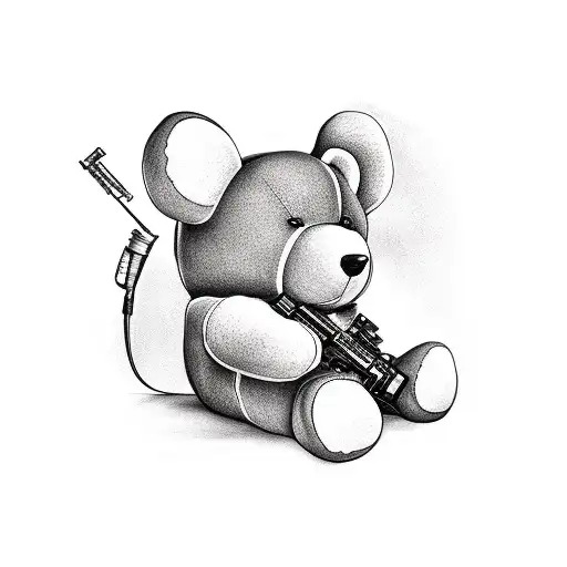 Teddy Bear Holding An M16 Gun