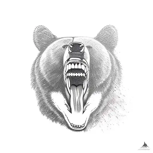 Realistic Black Bear Open Mouth Not Angry
