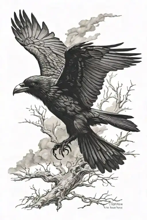 Crow Flying Hunting