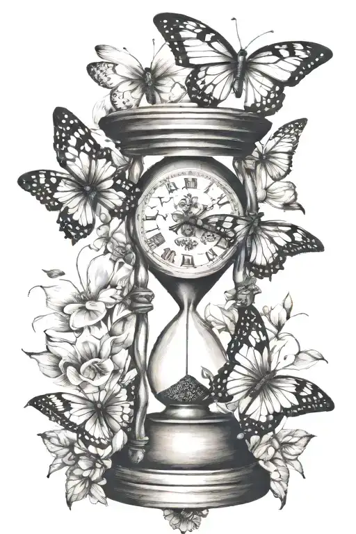 Butterflies Hourglass Clock