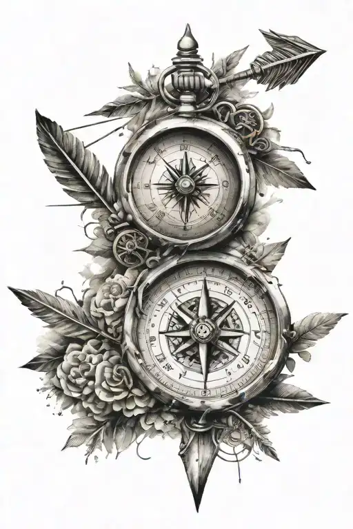 Arrow And Compass Surrounded