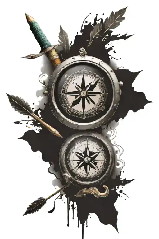 Arrow And Compass Surrounded Being Thrown Nd