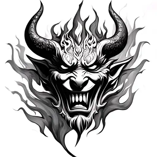 Oni Mask Touch In Fire