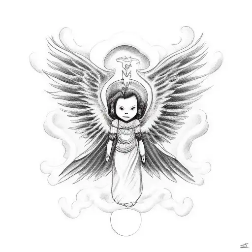 Black Develish Angel Flying Beside A Dragon