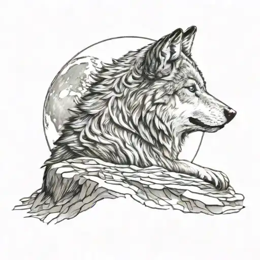 Wolf Howling Moon