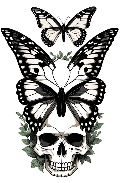 Butterfly Whit Skulls Representing Dark Periods