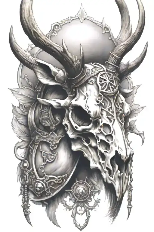 Elk Skull In Armor