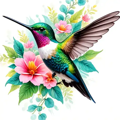 Hummingbird River And Flowers