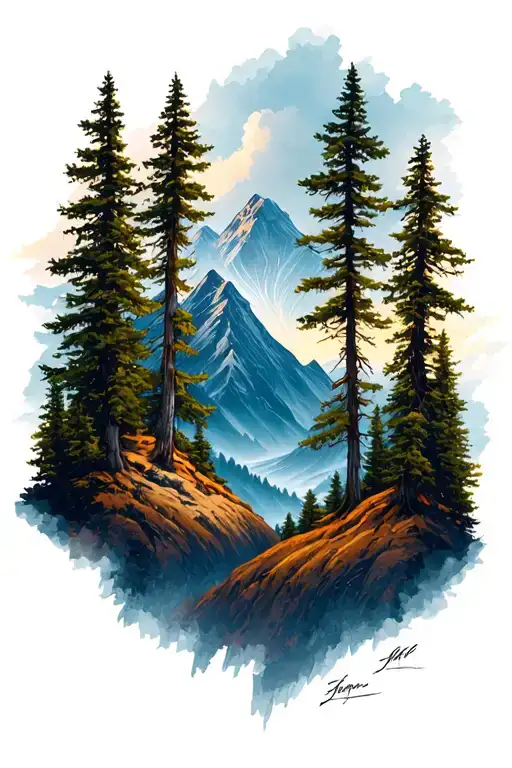 Mountain Landscape With Trees