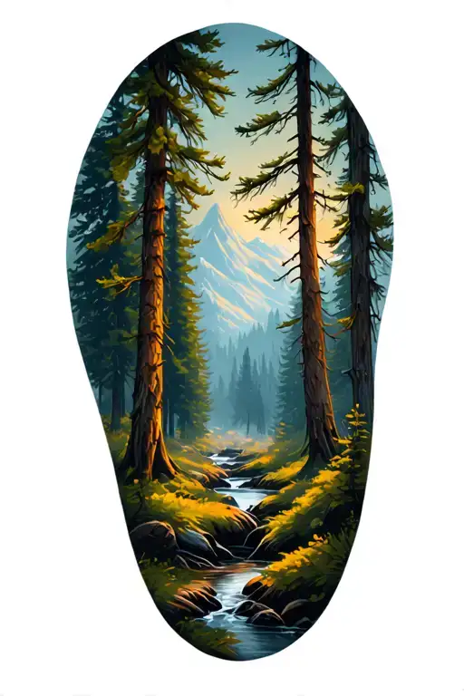 Pine Forest Landscape With A Hidden