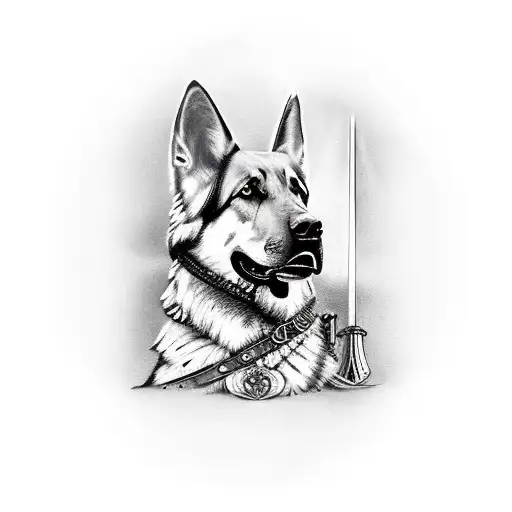 Viking Warrior And Goldbrown German Shepherd Standing Watch Watch