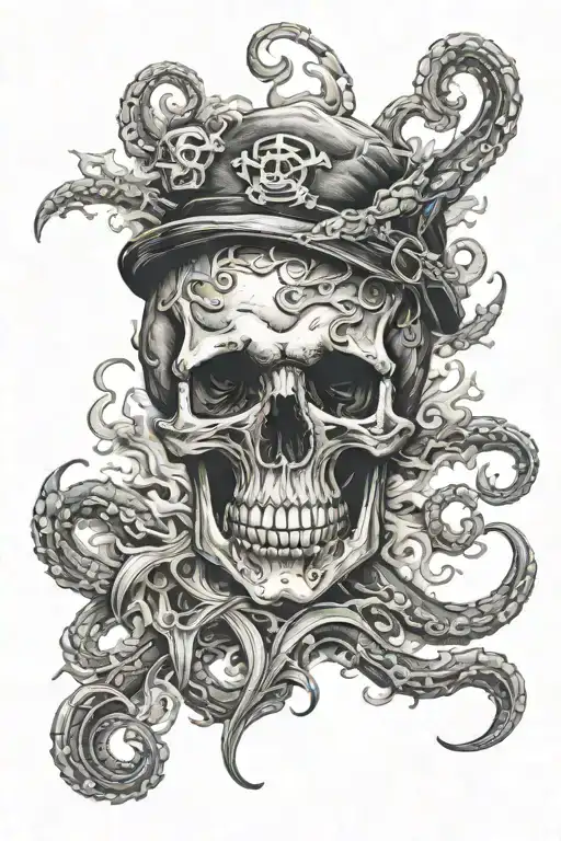 Skull And Crossbones Tentacles And Smoke