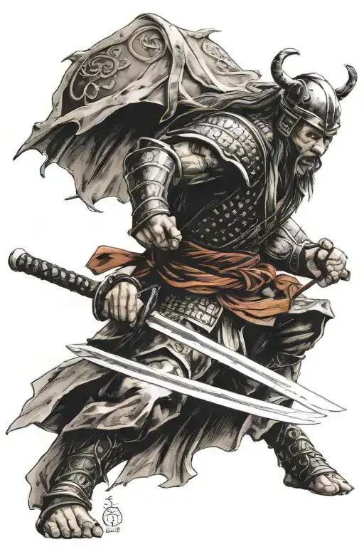 Samurai Fighting Viking