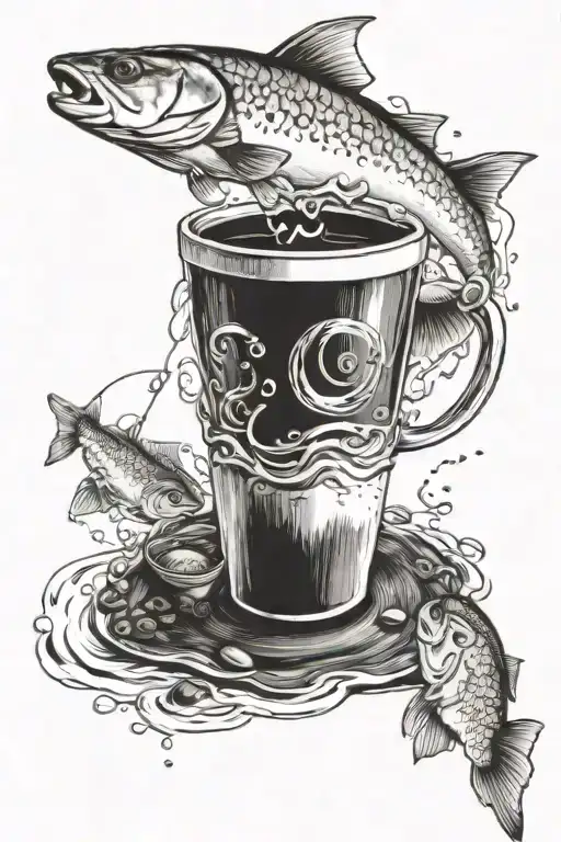 Coffee And Fishing Scene