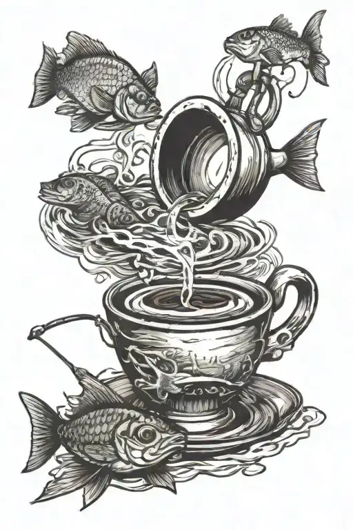 Coffee And Fishing Scene