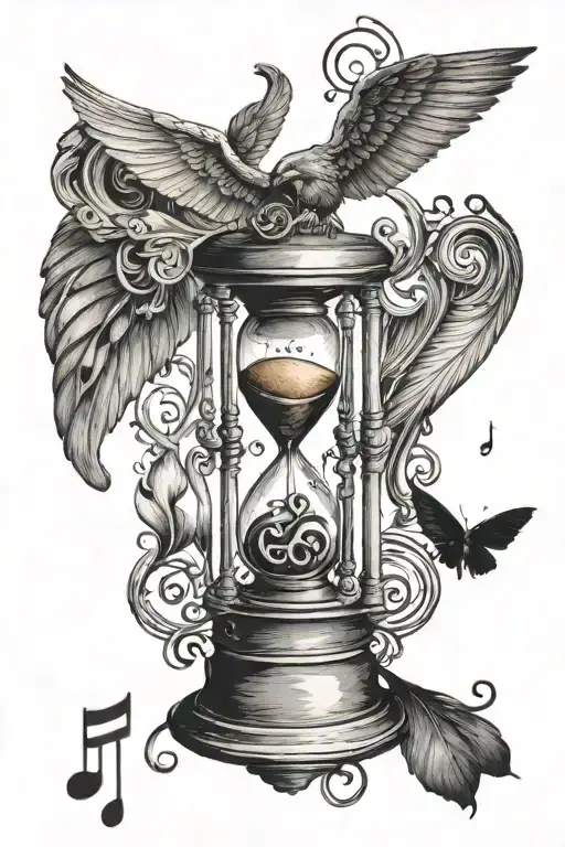Small Tattoos Styles Hourglass And Music Note Small Wing Background