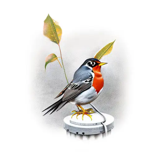 American Robin With A Sailor Hat
