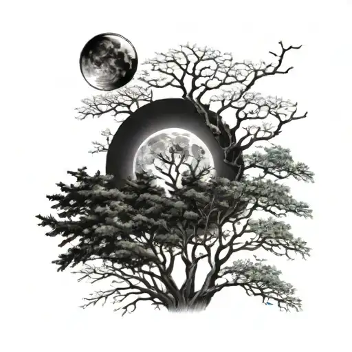 Moon And Trees