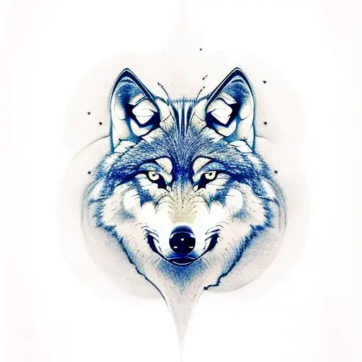 Wolf With A Taurus Symbol And Forest