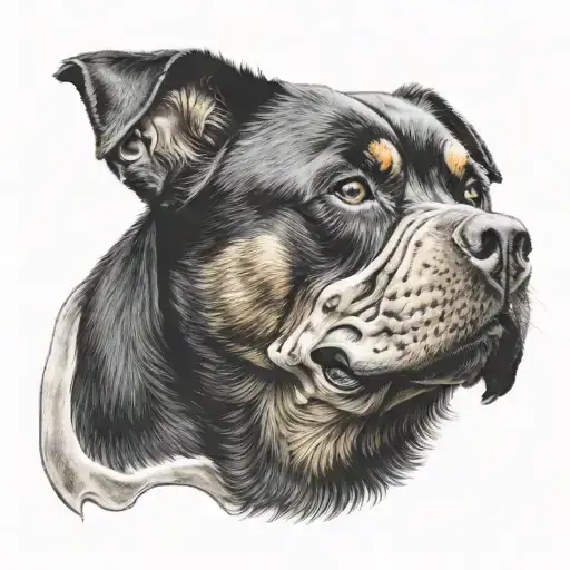 Rottweiler Dog Half Face Dead Skull Bone