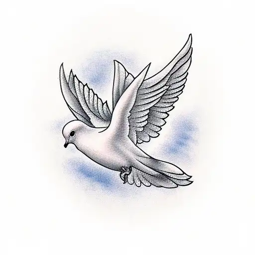 Dove With Clouds And Praying Hands Under