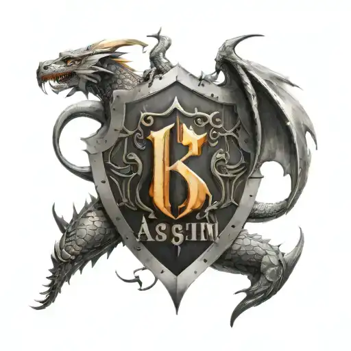Shield With Dragon Breathing Fire With The Letters Assassin With The Letters Under It Kodc