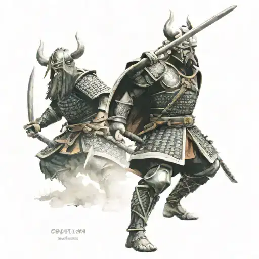 Samurai Vs Viking Warrior