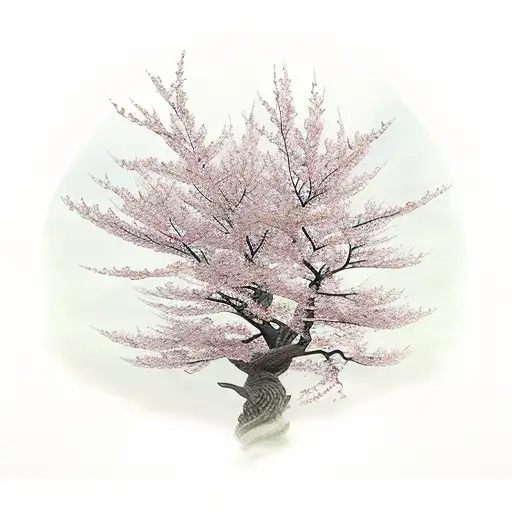 Cherry Blossom Tree Mixed With Viking Ruins