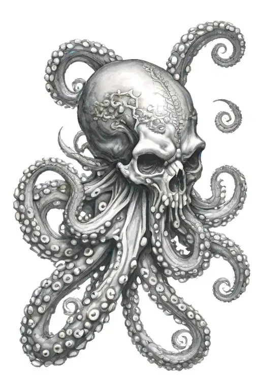 Octopus With Skull On Its Body