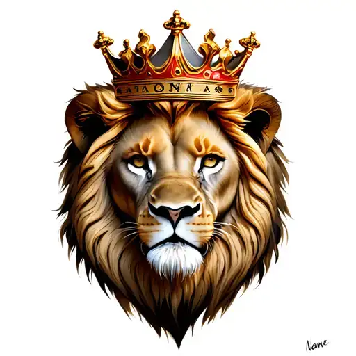 Lion Wearing Crown With Name Intertwined