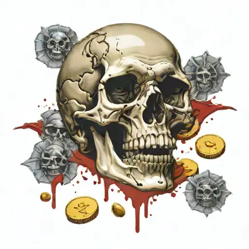 Bloodthirsty King Skull Surrounded Gold Coins