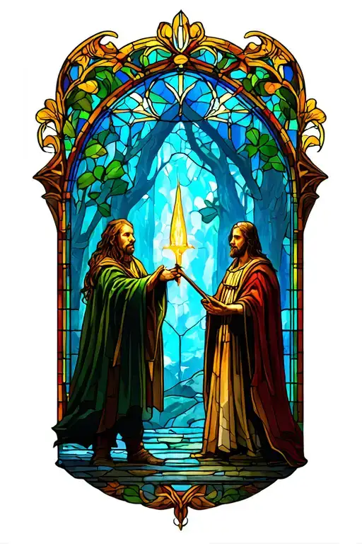 Lord Of The Rings Scene Stained Glass Window