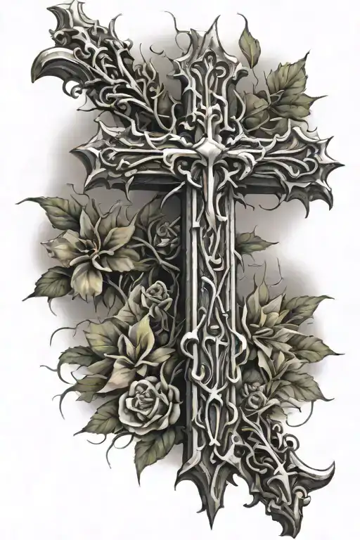Forearm Tattoo Christian Cross With Thorns