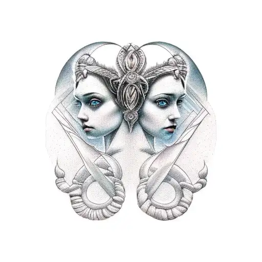 Twin Goddess With Forrest Background