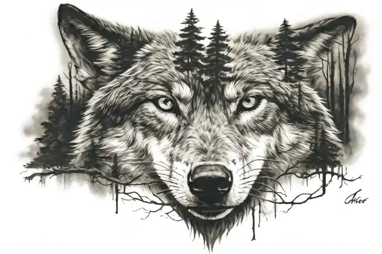 A Wolf With A Forest Inside