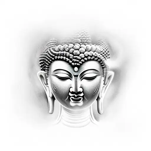 Split Face Between Buddha And Medusa