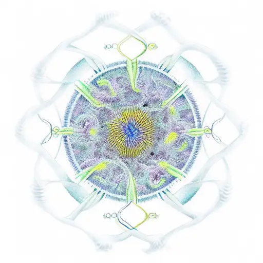 A Realistic Tattoo Of A Biology-inspired Composition With Dna Strands And Microorganisms