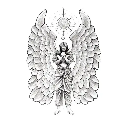 A Sketch-style Illustration Of A Praying Angel