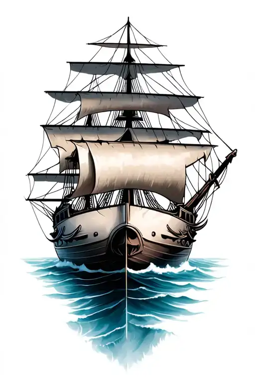 Witch Face Above Sail Warship