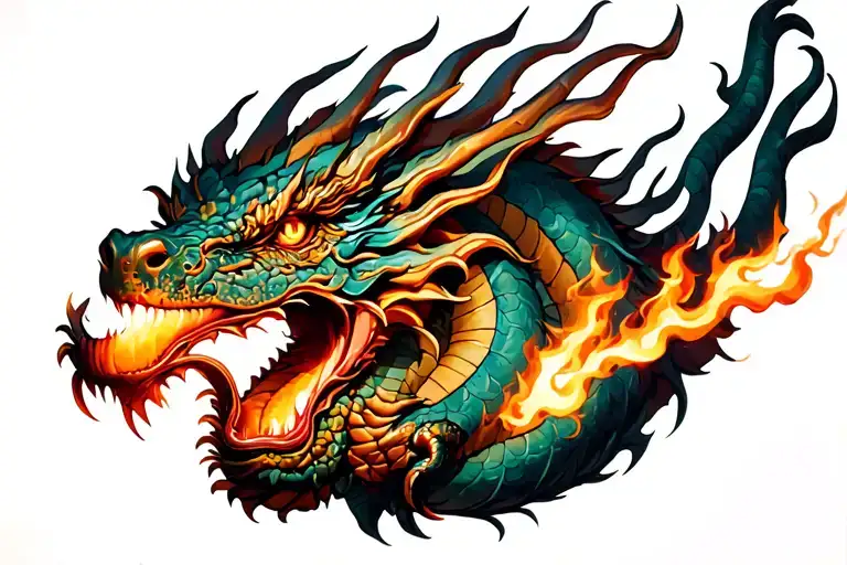 A Dragon Breathing Fire Tattoo Having My Zodiac Sign And Reflects My Personality