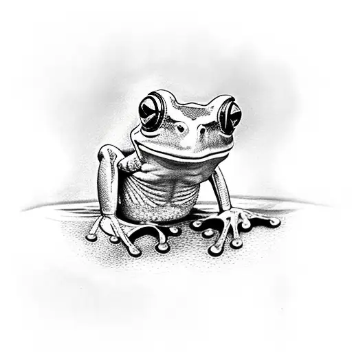 Frog Floating Under Umbrella