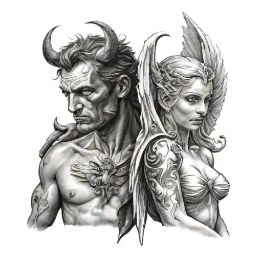 Angel And Devil On Shoulder