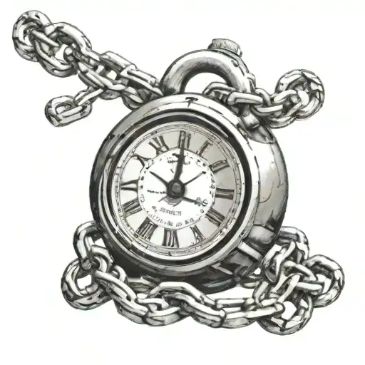 Clock Face As A Ball And Chain Wrapped Around A Prisoners Body With A Padlock