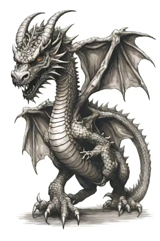 English Style Dragon Crawling Up Leg From Ankle To Hip