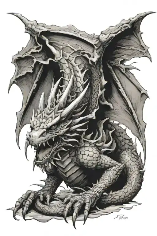 English Style Dragon Crawling Up