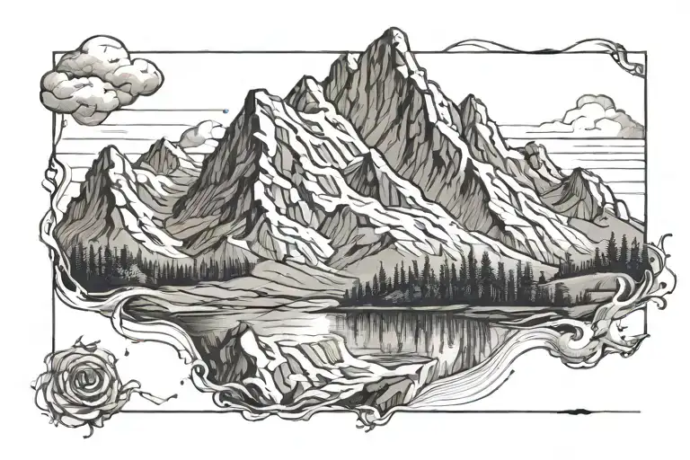 Realistic Mountain Range In A Rectangle